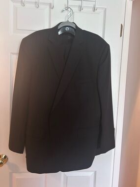 Pronto Uomo Black Single-Breasted Suit.  Jacket size 52, pants size 42 waist.
